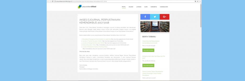 AKSES EJOURNAL PERPUSTAKAAN KEMENDIKBUD 2017/2018